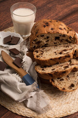 Freshly baked wheat bread loaf breakfast table