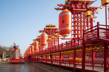 Full of festive red corridor