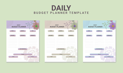 Daily Budget Planner page Vector Template