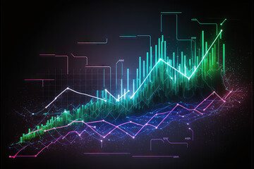 Graph finance chart diagram on economy  background with growth financial data concept