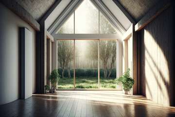 Obraz premium Eco-Friendly Living: A Room with Natural Light and Sustainable Furnishings. Generative AI