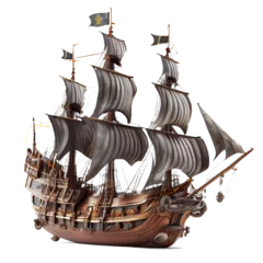 Fotobehang Schip Transparent background pirate ship. for decorating projects