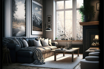 Modern cozy living room background interior design