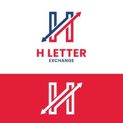 Letter Initial H Exchange Arrow Logo Design Template. Suitable for Logistic Express Cargo Delivery Shipping or Finance Marketing Trading Etc.