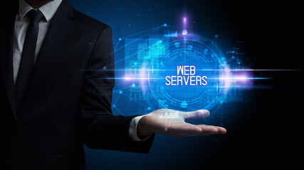 Man hand holding digital technology concept