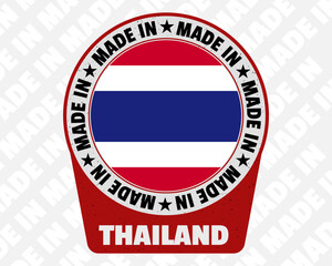 Made in Thailand vector badge, simple isolated icon with country flag, origin marking stamp sign design,