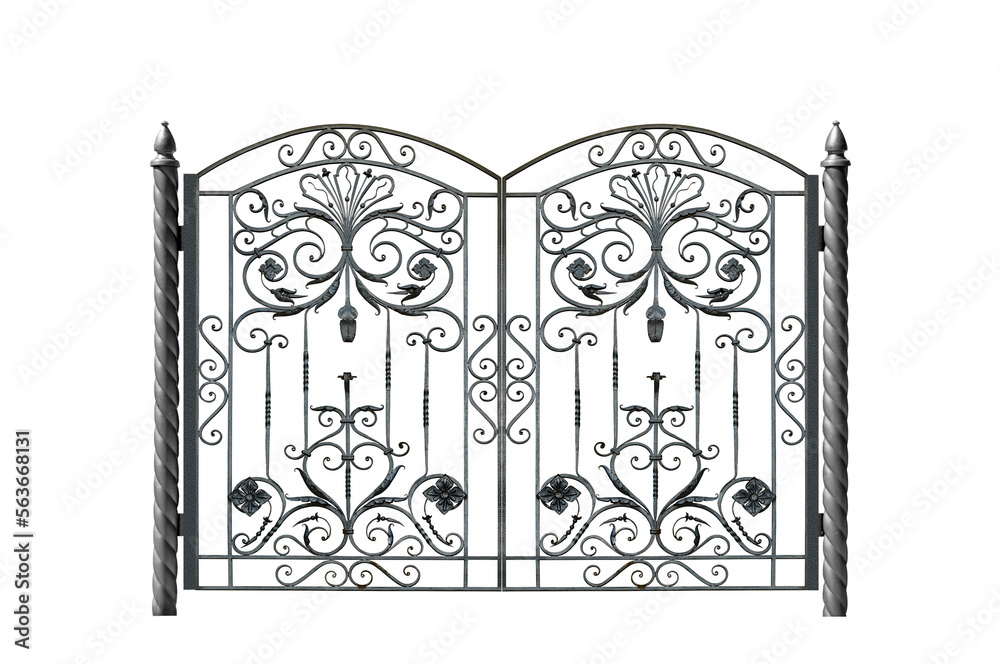 Wall mural gate with twisted pillars.