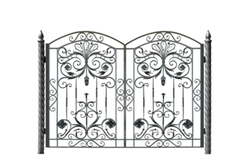 Gate with twisted pillars.