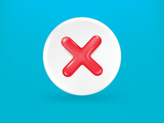 Check mark with cross. Tick checkmark green color. Tick checkmark red color. Realistic 3d design In plastic cartoon style. Icon isolated on white background. Vector illustration