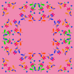 Stylized colored branches, leaves, flowers . Hand drawn.