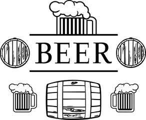 Bier - Bierfass, Bierglas, Grafik Elemente