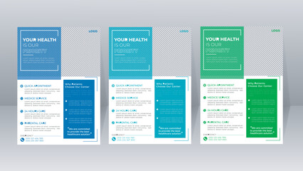 Corporate Medical Flyer A4 modern layout tamplate design brochure cover digital hospital flyer