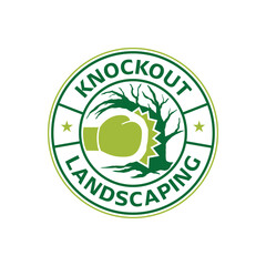 Knockout punching tree logo design emblem vector for landscaping services