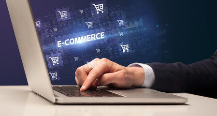 Businessman working on laptop concept