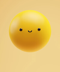 Fototapeta premium Joy emoticon with a funny kawaii face with dot eyes