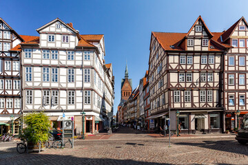 Schöne Ansicht der Altstadt von Hannover, Niedersachsen, Deutschland - obrazy, fototapety, plakaty