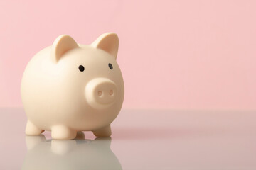 Pink piggy bank. Money and business concept. Copy space for text