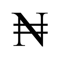 Nigerian naira symbol. Nigerian naira icon isolated on white background. Currency pictogram. Money icon