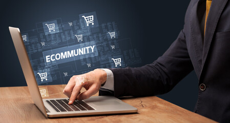 Businessman working on laptop concept