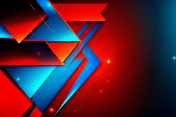 blue, red abstract background for design. Geometric shapes. Triangles, squares, stripes, lines, with Generative AI technology.