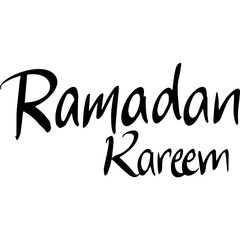 Ramadan Kareem Handwritten Lettering. Illustration of Islamic Holiday Phrase. Black Calligraphy over White Background.