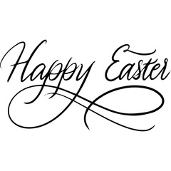 Obraz premium Happy Easter Handwritten Isolated Lettering. Illustration of Phrase Spring Holiday. Black Calligraphy over White Background.