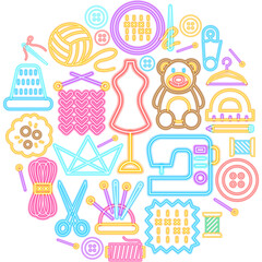 Handmade Neon Concept. Illustration of Handcrafted Object. Glowing Art.