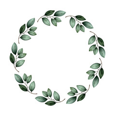 Floral frame wreath. Botanical illustrations. Watercolor vector