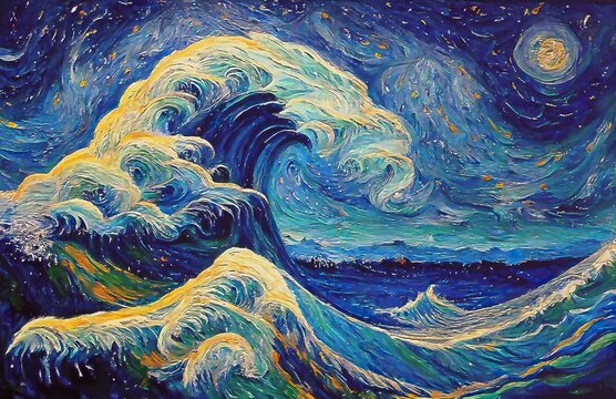 Great Wave Off Kanagawa Starry Night by Vincent van Gogh