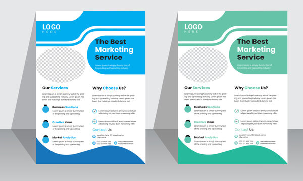 Corporate business flyer template design set with Blue and Green-past 