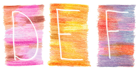 set of alphabet pencils Letters D F E