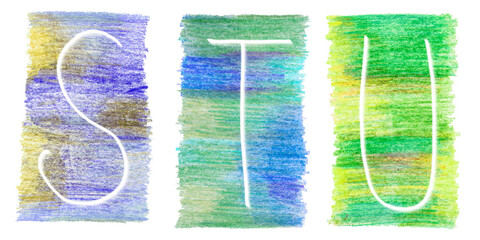 set of alphabet pencils Letters S T U