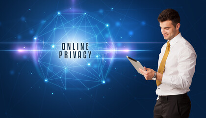 businessman thinking about security concept