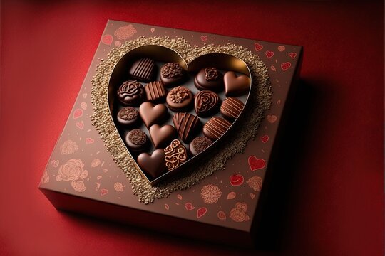 Chocolate box Valentine's Day woman's day wallpaper with copy space for text generative ai