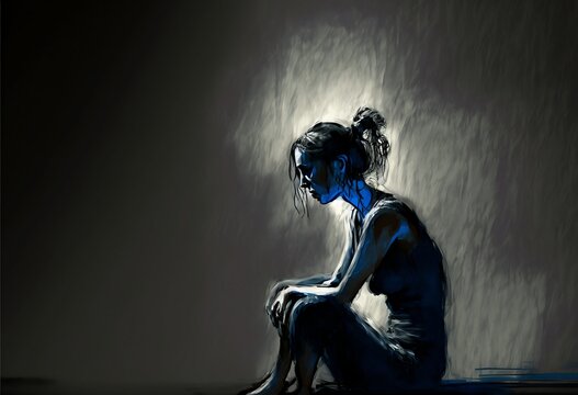 Sad Woman Suffering Mental Anguish – Mental Health Concept – Generative Art