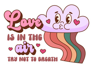 Love is in the air vector print. Anti Valentine's Day quote