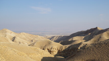 The desert close to the Monastery of Saint George of Choziba in Wadi Qelt in Area C of the eastern West Bank in the Jericho Governorate of the State of Palestine in the month of January