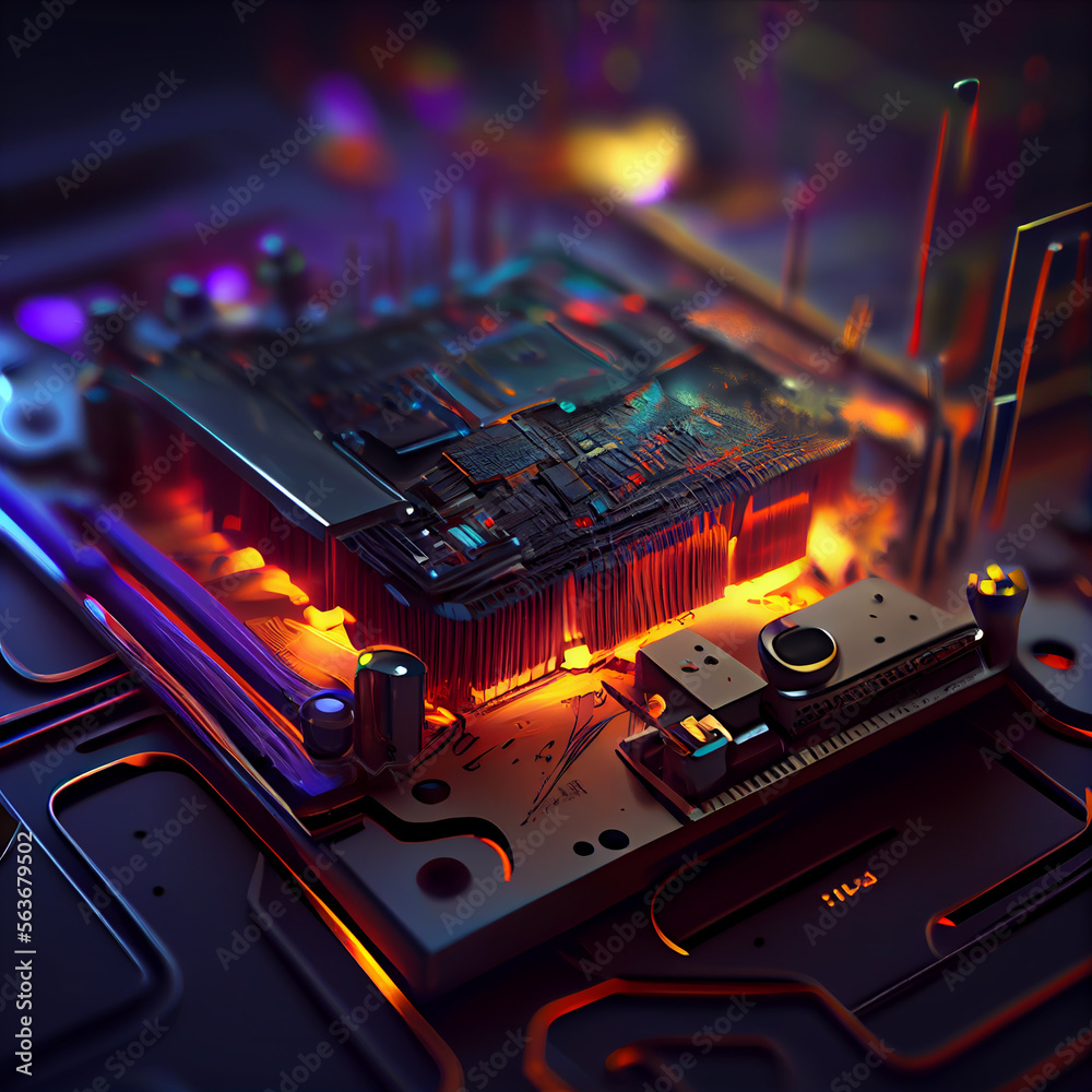 Aufkleber abstract technology chip processor created with generative ai