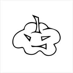 The ominous pumpkin. Hand-drawn vector illustration. Background design, template, logo, clipart, icon.
