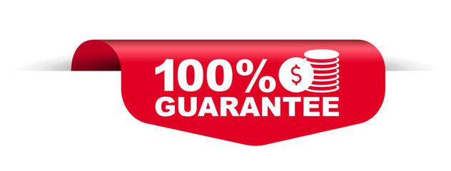 red vector illustration banner 100% guarantee
