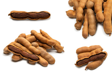 Sweet tamarind isolated on white background.