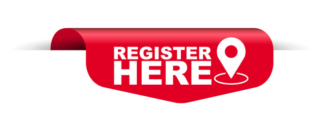 red vector illustration banner register here