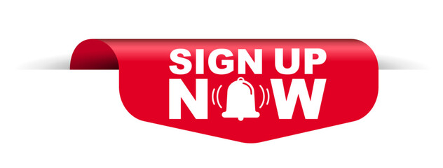 red vector illustration banner sign up now