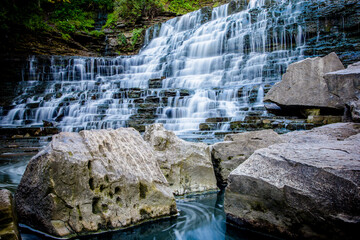 Albion Falls cascading waterfall over rocks n Hamilton Ontario Canada 