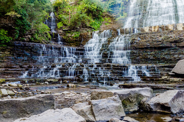 Albion Falls cascading waterfall over rocks n Hamilton Ontario Canada 