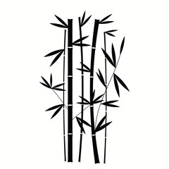Handdrawn Black Bamboo Plant Vertical In White Background Vector
