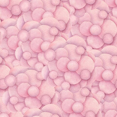 Fototapeta na wymiar Watercolor seamless pattern with pink bubbles. Hand drawn illustration. Abstract fantasy print