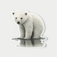 baby polar bear on ice cube sticker