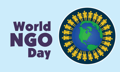 World ngo day holiday concept template for background banner card poster with text inscription vector eps10 illustration
