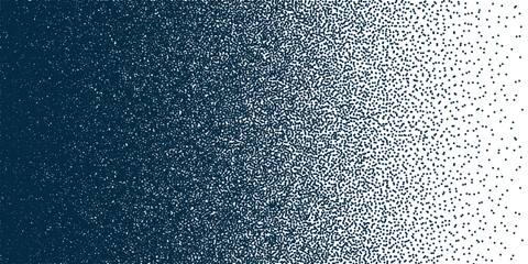 Stipple pattern, dotted geometric background. Stippling, dotwork drawing, shading using dots. Pixel disintegration, random halftone effect. White noise grainy texture. Vector illustration